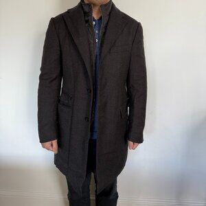 Mens Corneliani ID Coat with zip out bib, grey/brown, 46R